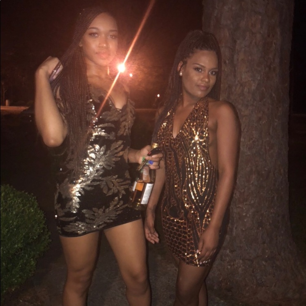Gold & Black Sequined Dress